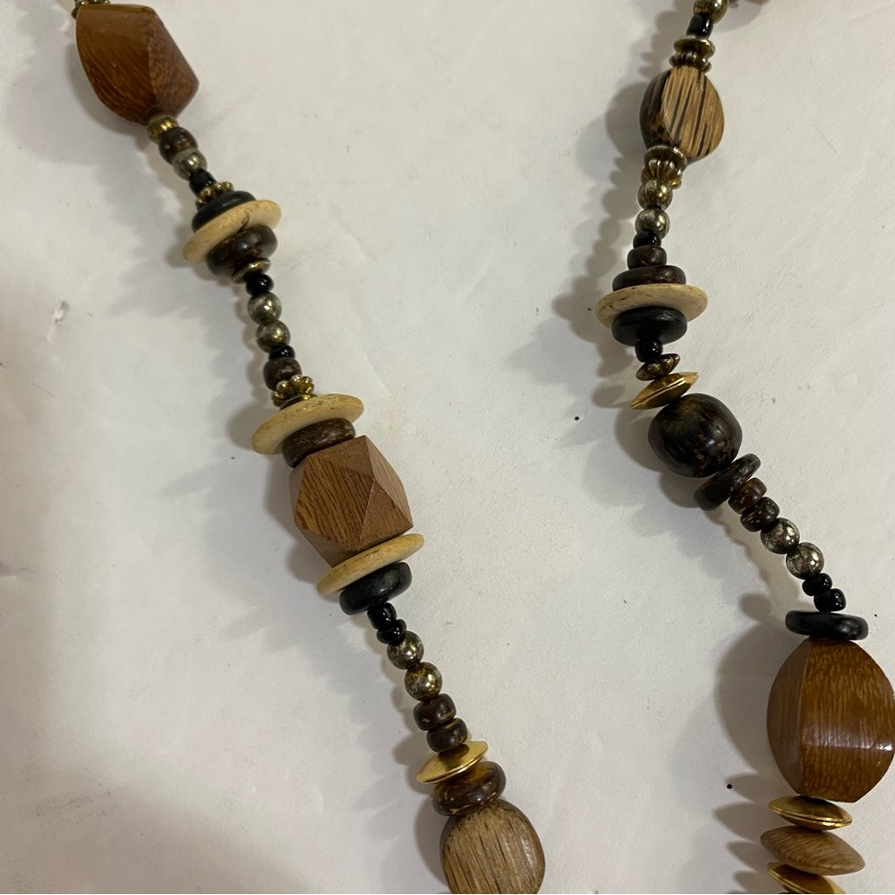 Boho Zebra Pendant Beaded Necklace - Brown - Picture 14 of 15
